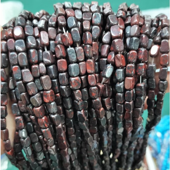 No_286_Natural Red Poppy Jasper Rectangle Nugget_4*7mm_(Sold Per Strand)