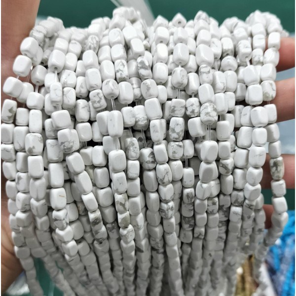 No_291_Natural White Turquoise Rectangle Nugget_4*7mm_(Sold Per Strand)