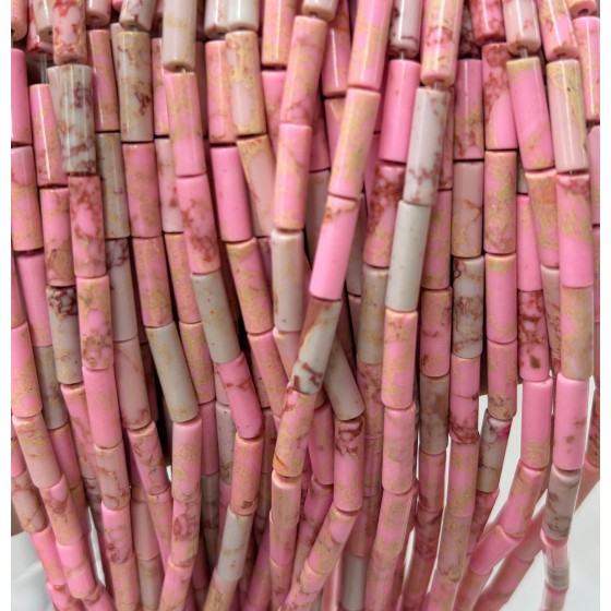 No_2101_Synthetic Pink Imperial Jasper Round Tube_4*13mm_(Sold Per Strand)