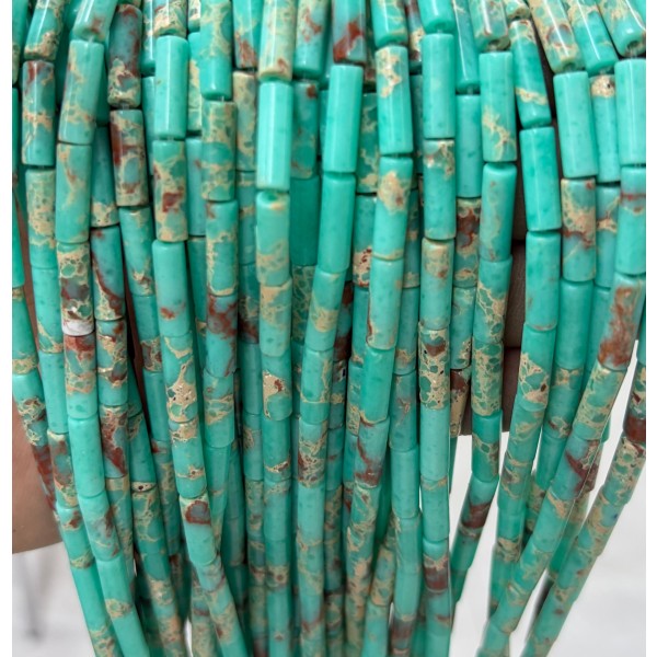No_2104_Synthetic Light Green Imperial Jasper Round Tube_4*13mm_(Sold Per Strand)