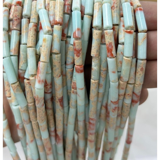No_2105_Synthetic Shoushan Stone Round Tube_4*13mm_(Sold Per Strand)