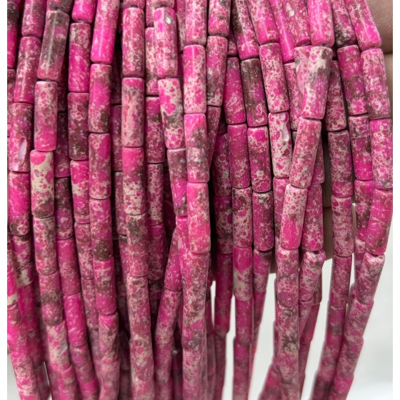 No_2107_Synthetic Rose Red Imperial Jasper Round Tube_4*13mm_(Sold Per Strand)
