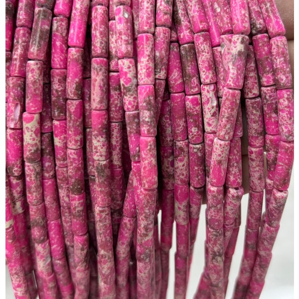 No_2107_Synthetic Rose Red Imperial Jasper Round Tube_4*13mm_(Sold Per Strand)