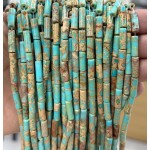 No_2113_Enhanced Lake Blue Imperial Jasper Round Tube_4*13mm_(Sold Per Strand)