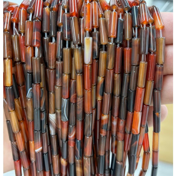 No_2114_Enhanced Dream Striped Agate Round Tube_4*13mm_(Sold Per Strand)