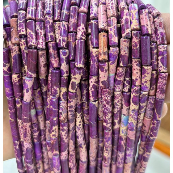 No_2121_Enhanced Purple Imperial Jasper Round Tube_4*13mm_(Sold Per Strand)