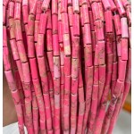 No_2122_Enhanced Rose Red Imperial Jasper Round Tube_4*13mm_(Sold Per Strand)