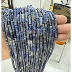 No_2129_Natural Sodalite Round Tube_4*13mm_(Sold Per Strand)
