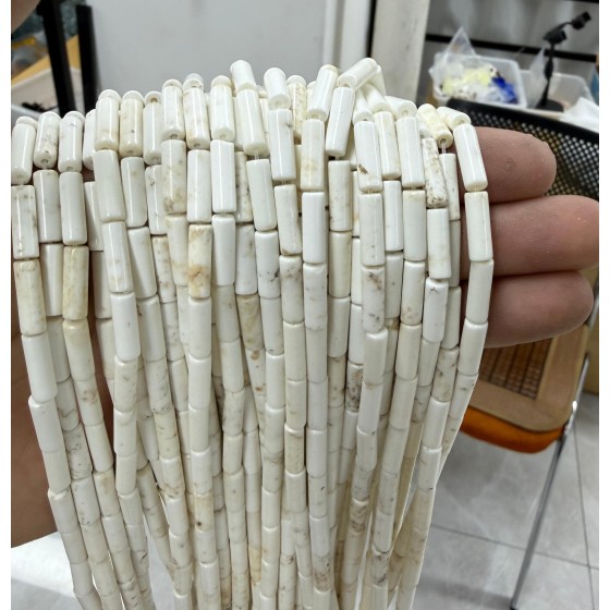 No_2133_Natural Magnesite Round Tube_4*13mm_(Sold Per Strand)
