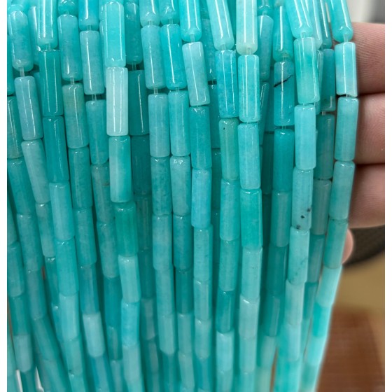 No_2137_Imitated Amazonite Chalcedony Round Tube_4*13mm_(Sold Per Strand)