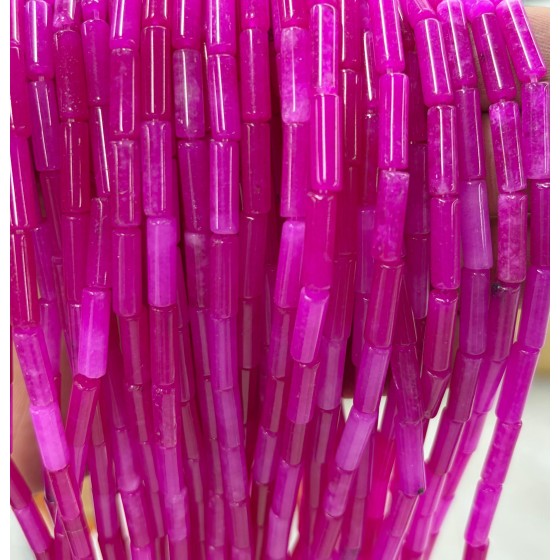 No_2142_Enhanced Rose Red Chalcedony Round Tube_4*13mm_(Sold Per Strand)