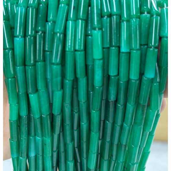 No_2144_Enhanced Green Chalcedony Round Tube_4*13mm_(Sold Per Strand)