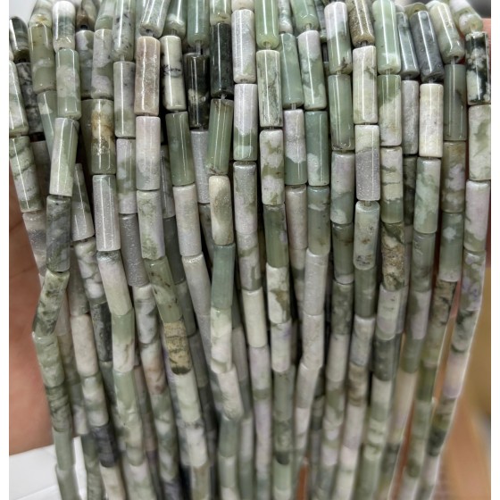 No_2150_Natural Lucky Jade Round Tube_4*13mm_(Sold Per Strand)