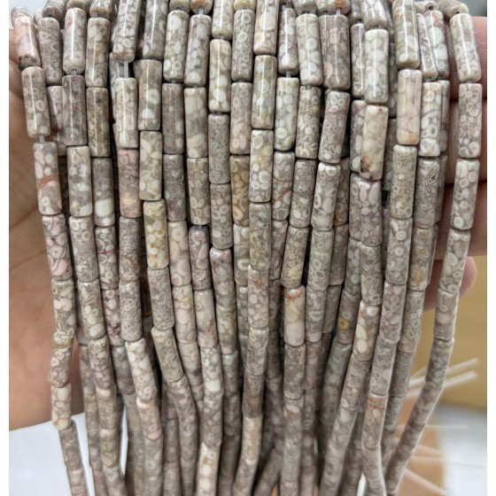 No_2154_Natural Maifan Stone Round Tube_4*13mm_(Sold Per Strand)