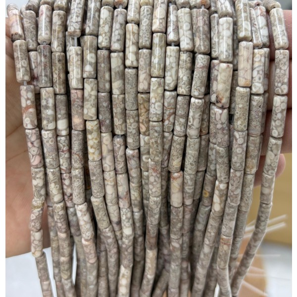 No_2154_Natural Maifan Stone Round Tube_4*13mm_(Sold Per Strand)