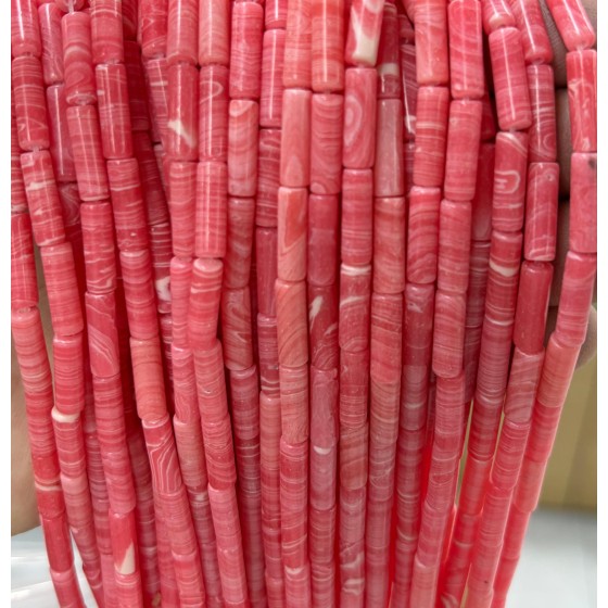 No_2160_Synthetic Rhodonite Round Tube_4*13mm_(Sold Per Strand)