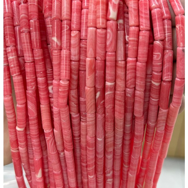 No_2160_Synthetic Rhodonite Round Tube_4*13mm_(Sold Per Strand)