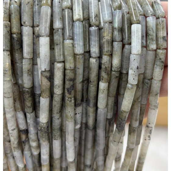 No_2164_Natural White Labradorite Round Tube_4*13mm_(Sold Per Strand)