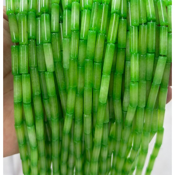 No_2172_Enhanced Grass Green Chalcedony Round Tube_4*13mm_(Sold Per Strand)