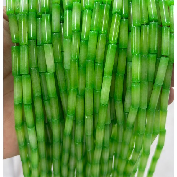 No_2172_Enhanced Grass Green Chalcedony Round Tube_4*13mm_(Sold Per Strand)