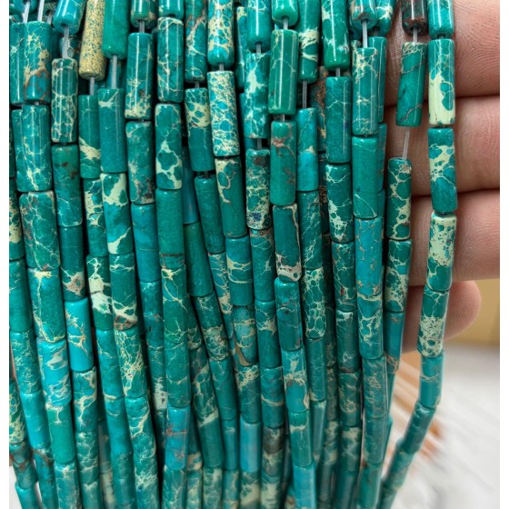 No_2173_Enhanced Green Imperial Jasper Round Tube_4*13mm_(Sold Per Strand)