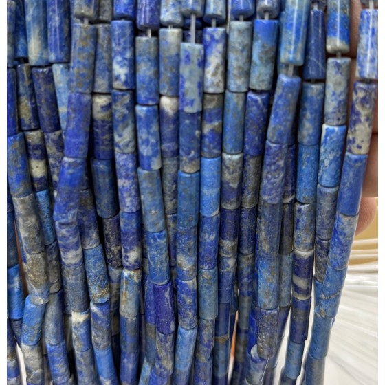 No_2176_Natural Lapis Lazuli Round Tube_4*13mm_(Sold Per Strand)