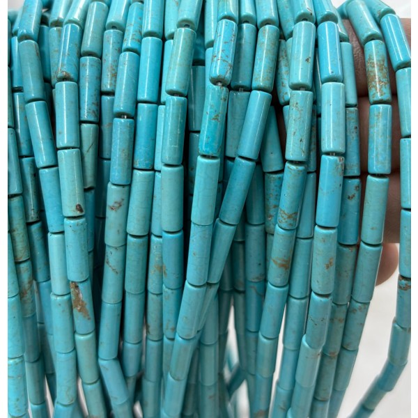 No_2193_Enhanced Blue Turquoise Round Tube_4*13mm_(Sold Per Strand)