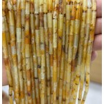 No_2196_Natural Yellow Agate Round Tube_4*13mm_(Sold Per Strand)