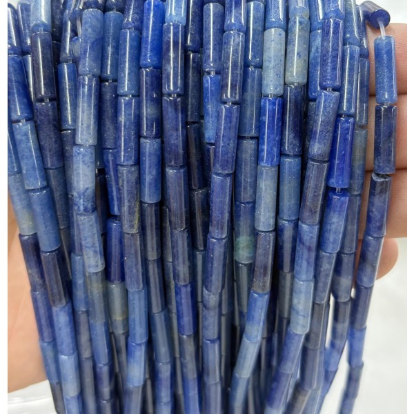 No_2201_Enhanced Blue Aventurine Round Tube_4*13mm_(Sold Per Strand)