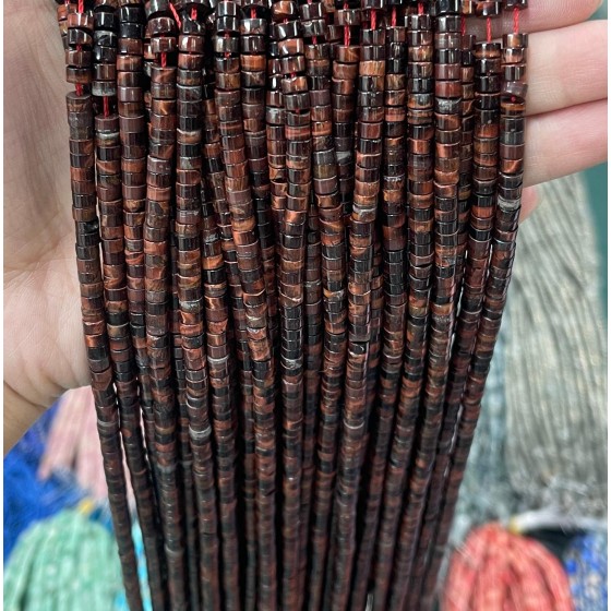 No_2208_Natural Red Tiger Eye Stone Disc (heishi) Spacer Beads_4*2mm_(Sold Per Strand)