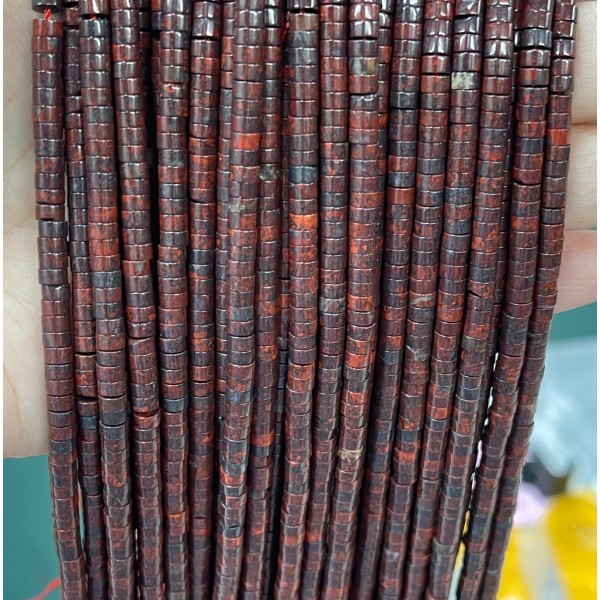 No_2213_Natural Red Jasper Disc (heishi) Spacer Beads_4*2mm_(Sold Per Strand)