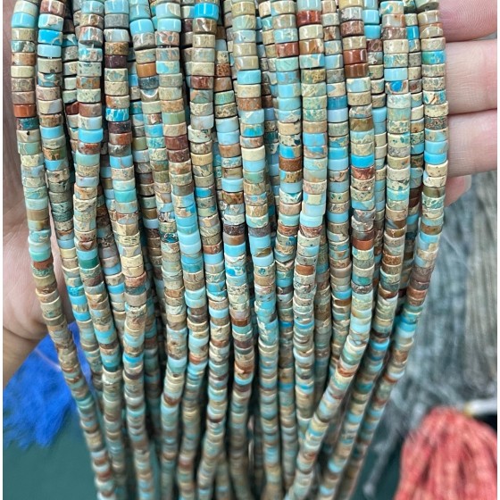 No_2221_Enhanced Light Blue Imperial Jasper Disc (heishi) Spacer Beads_4*2mm_(Sold Per Strand)