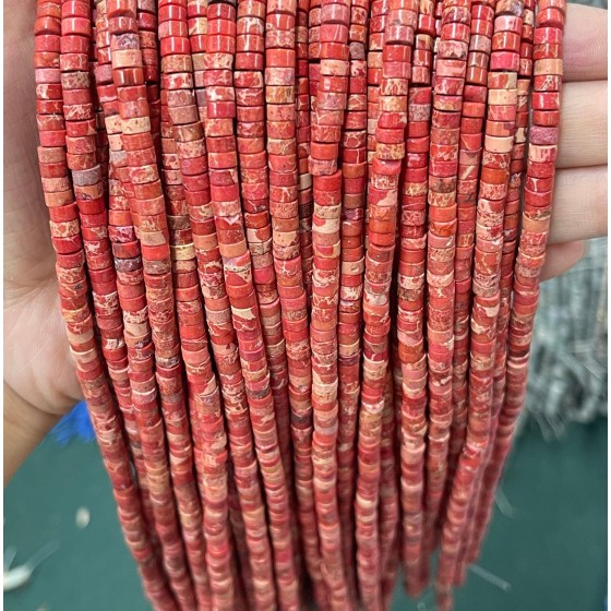 No_2222_Enhanced Red Imperial Jasper Disc (heishi) Spacer Beads_4*2mm_(Sold Per Strand)
