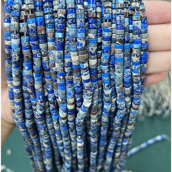 No_2223_Enhanced Deep Blue Imperial Jasper Disc (heishi) Spacer Beads_4*2mm_(Sold Per Strand)