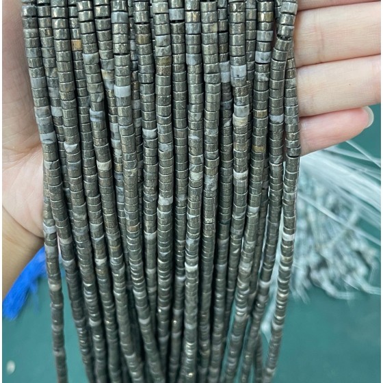 No_2224_Natural Pyrite Disc (heishi) Spacer Beads_4*2mm_(Sold Per Strand)