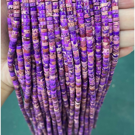 No_2228_Enhanced Purple Imperial Jasper Disc (heishi) Spacer Beads_4*2mm_(Sold Per Strand)