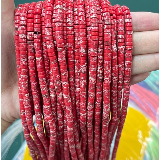 No_2236_Synthetic Red Imperial Jasper Disc (heishi) Spacer Beads_4*2mm_(Sold Per Strand)