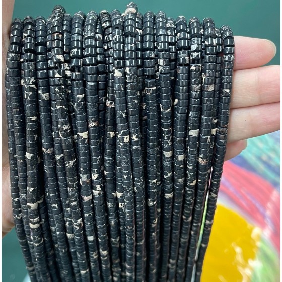 No_2237_Synthetic Black Imperial Jasper Disc (heishi) Spacer Beads_4*2mm_(Sold Per Strand)