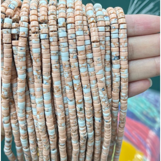 No_2241_Synthetic Orange Pink Imperial Jasper Disc (heishi) Spacer Beads_4*2mm_(Sold Per Strand)