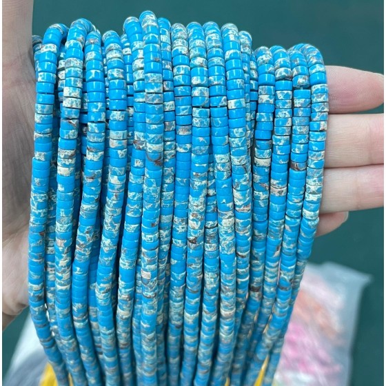 No_2252_Synthetic Blue Imperial Jasper Disc (heishi) Spacer Beads_4*2mm_(Sold Per Strand)