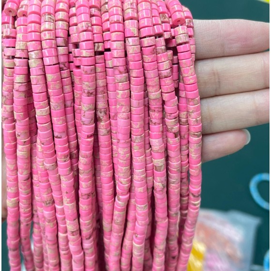No_2253_Synthetic Pink Imperial Jasper Disc (heishi) Spacer Beads_4*2mm_(Sold Per Strand)
