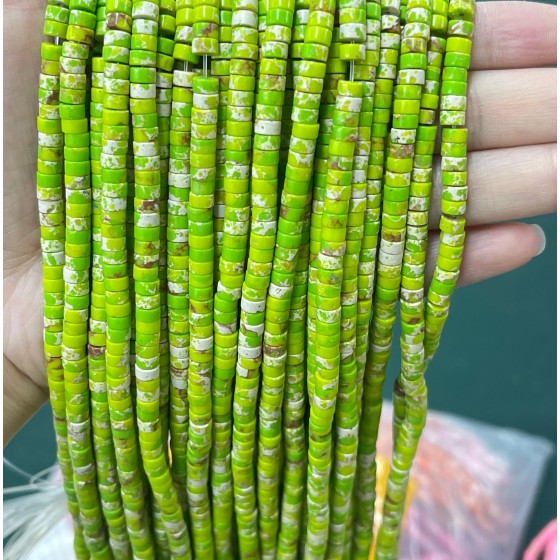 No_2255_Synthetic Grass Green Imperial Jasper Disc (heishi) Spacer Beads_4*2mm_(Sold Per Strand)