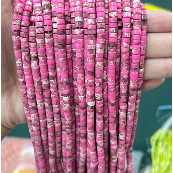 No_2256_Synthetic Rose Red Imperial Jasper Disc (heishi) Spacer Beads_4*2mm_(Sold Per Strand)