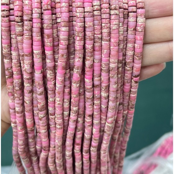 No_2258_Synthetic Light Pink Imperial Jasper Disc (heishi) Spacer Beads_4*2mm_(Sold Per Strand)