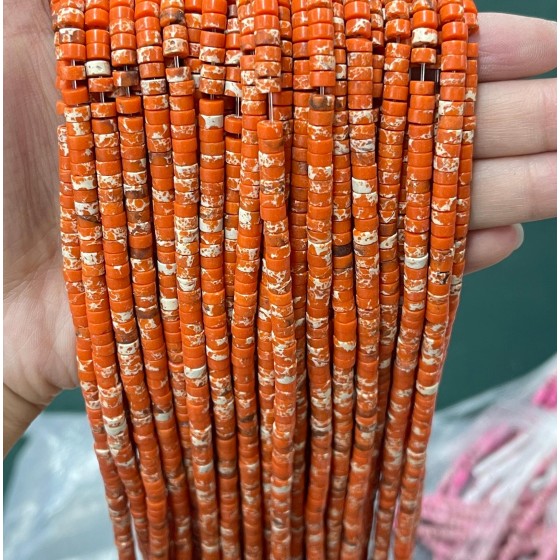 No_2259_Synthetic Orange Imperial Jasper Disc (heishi) Spacer Beads_4*2mm_(Sold Per Strand)