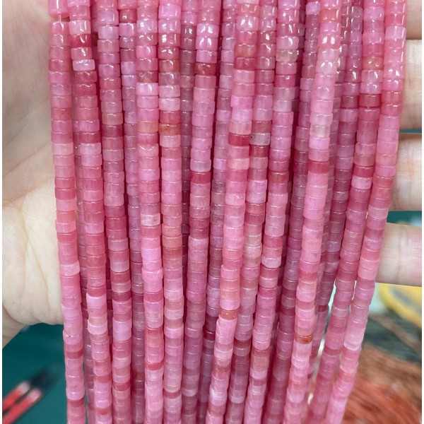 No_2266_Enhanced Deep Pink Chalcedony Disc (heishi) Spacer Beads_4*2mm_(Sold Per Strand)
