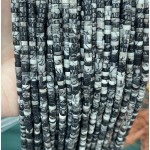 No_2273_Natural Black Grid Stone Disc (heishi) Spacer Beads_4*2mm_(Sold Per Strand)