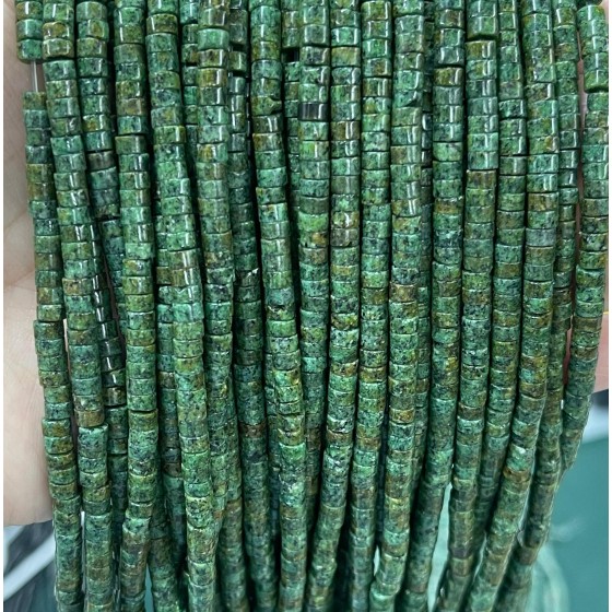 No_2277_Enhanced Green Sesame Jasper Disc (heishi) Spacer Beads_4*2mm_(Sold Per Strand)
