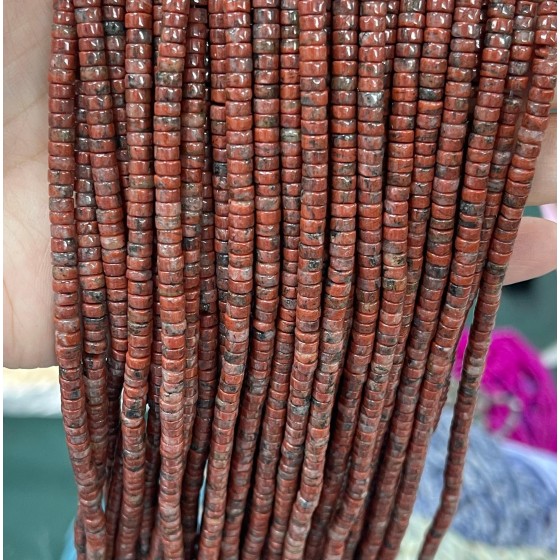 No_2295_Natural Red Sesame Jasper Disc (heishi) Spacer Beads_4*2mm_(Sold Per Strand)