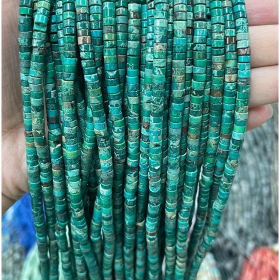 No_2304_Enhanced Green Imperial Jasper Disc (heishi) Spacer Beads_4*2mm_(Sold Per Strand)